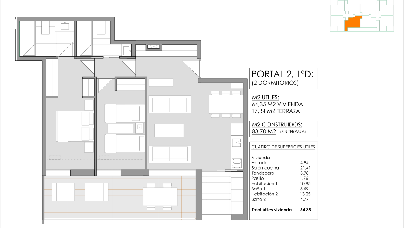 Apartamento de 2 dormitorios y 2 baños en venta en Jávea